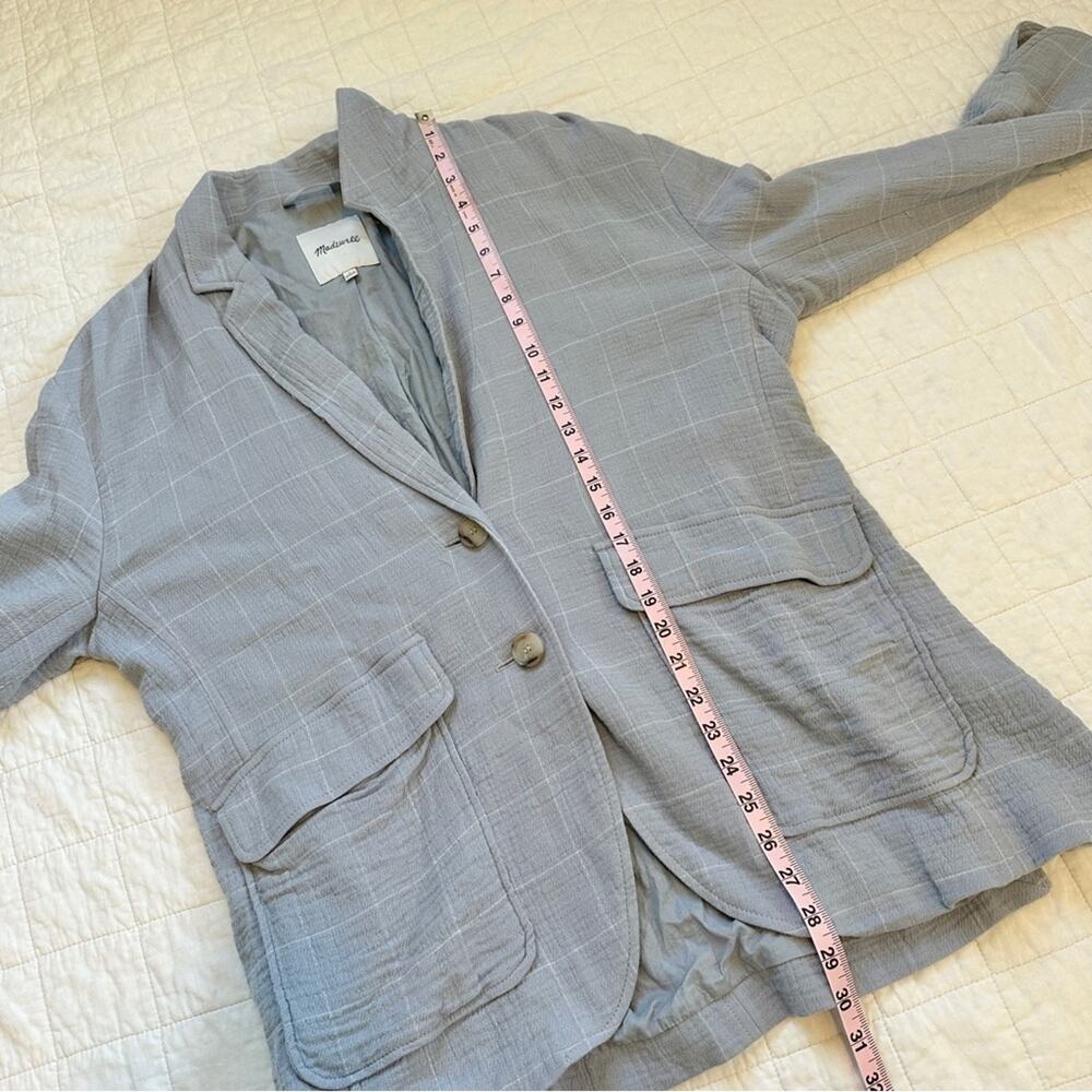Madewell Cotton-Linen Relaxed Larsen Blazer Windowpane Blue Large - Picture 6 of 10